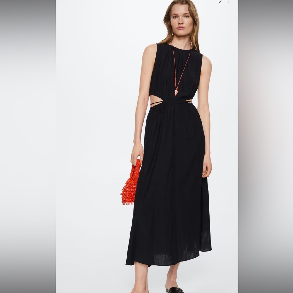 Mango black midi dress